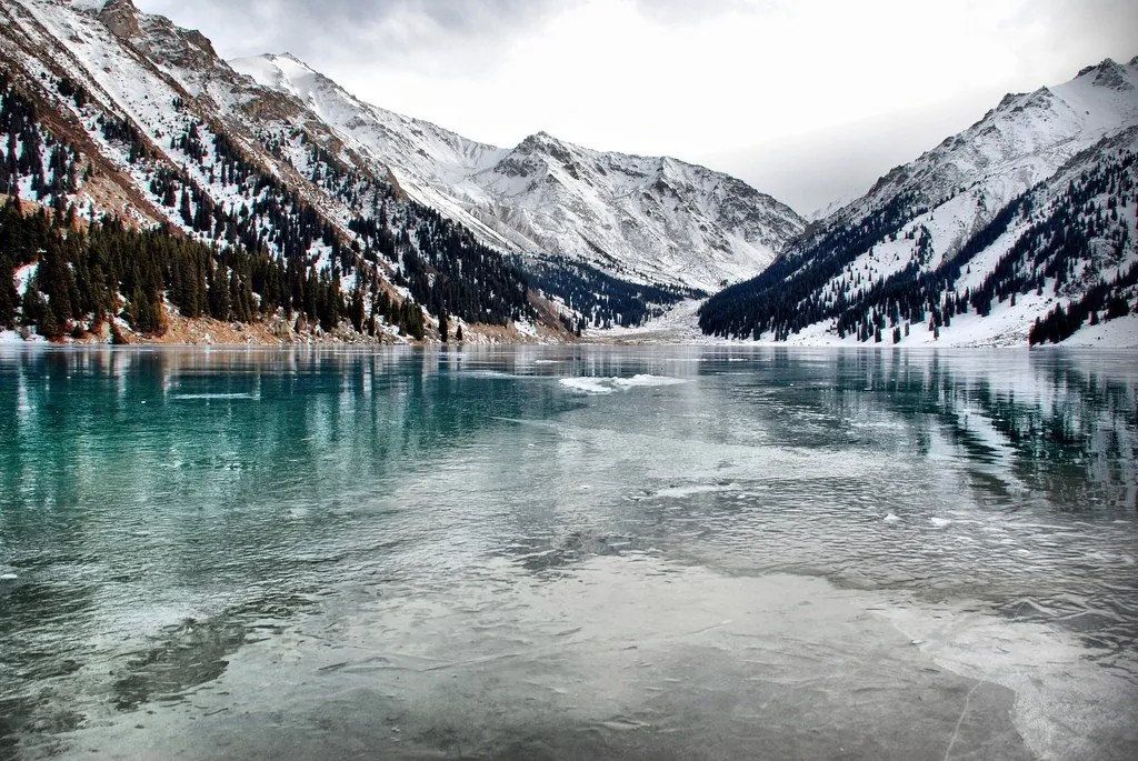 Mountain panorama above Big Almaty Lake